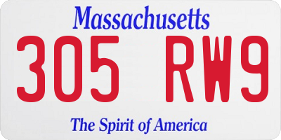 MA license plate 305RW9