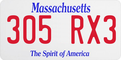 MA license plate 305RX3