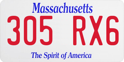 MA license plate 305RX6