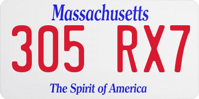 MA license plate 305RX7
