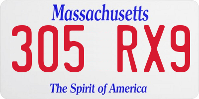 MA license plate 305RX9