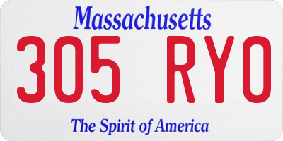 MA license plate 305RY0