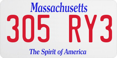 MA license plate 305RY3