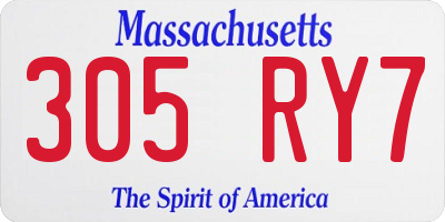 MA license plate 305RY7