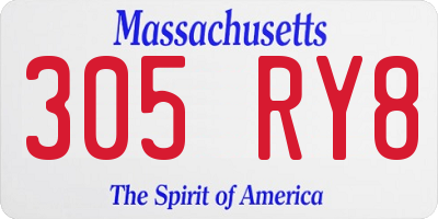 MA license plate 305RY8
