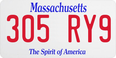 MA license plate 305RY9