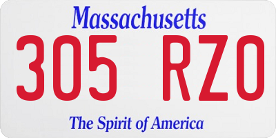MA license plate 305RZ0
