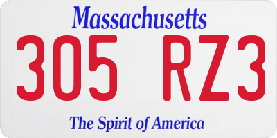 MA license plate 305RZ3