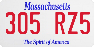 MA license plate 305RZ5