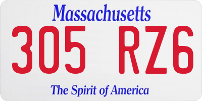 MA license plate 305RZ6