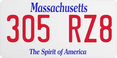 MA license plate 305RZ8