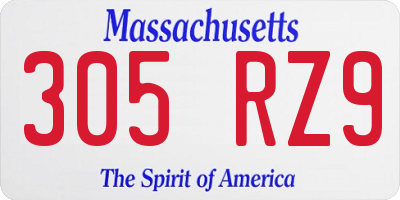 MA license plate 305RZ9