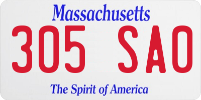MA license plate 305SA0