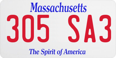 MA license plate 305SA3