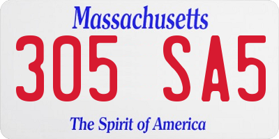 MA license plate 305SA5