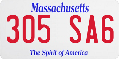 MA license plate 305SA6