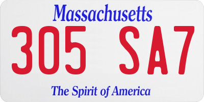 MA license plate 305SA7