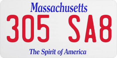 MA license plate 305SA8