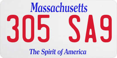 MA license plate 305SA9