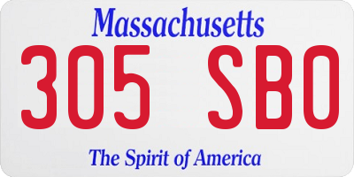 MA license plate 305SB0
