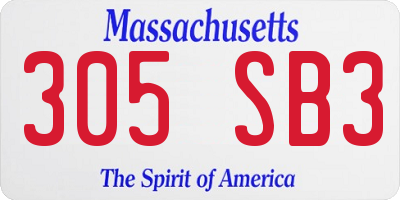 MA license plate 305SB3