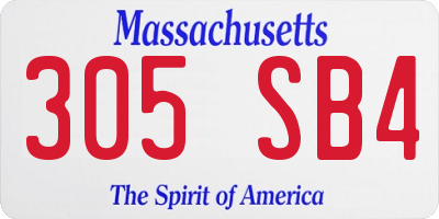 MA license plate 305SB4