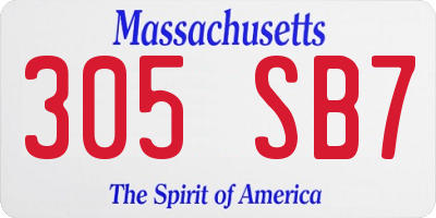 MA license plate 305SB7