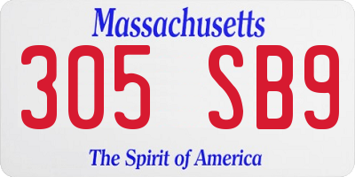 MA license plate 305SB9