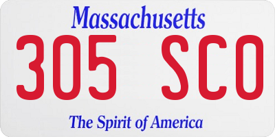 MA license plate 305SC0