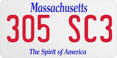 MA license plate 305SC3