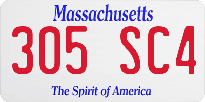 MA license plate 305SC4