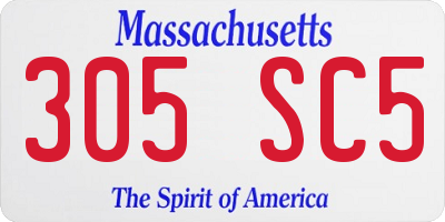 MA license plate 305SC5