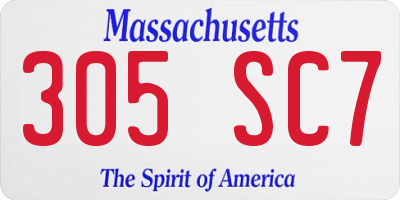 MA license plate 305SC7