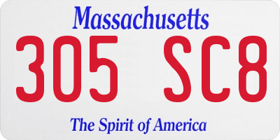 MA license plate 305SC8