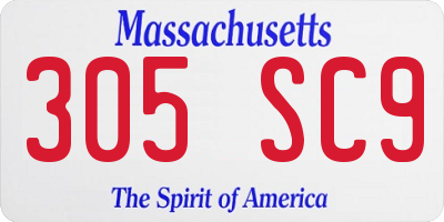 MA license plate 305SC9
