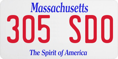 MA license plate 305SD0