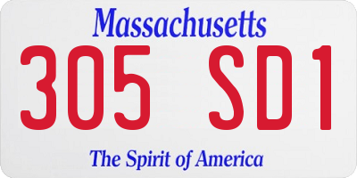 MA license plate 305SD1