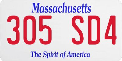 MA license plate 305SD4