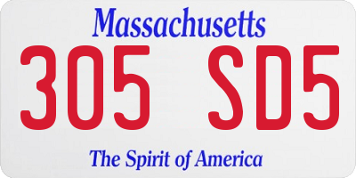 MA license plate 305SD5