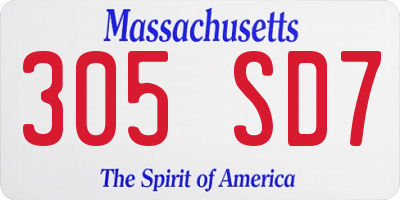 MA license plate 305SD7