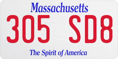 MA license plate 305SD8