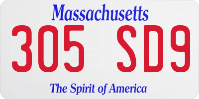 MA license plate 305SD9