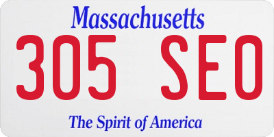MA license plate 305SE0