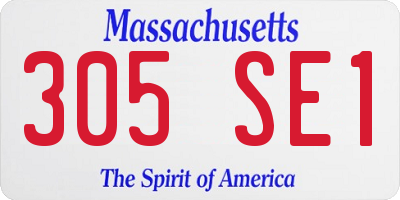 MA license plate 305SE1