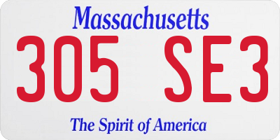 MA license plate 305SE3