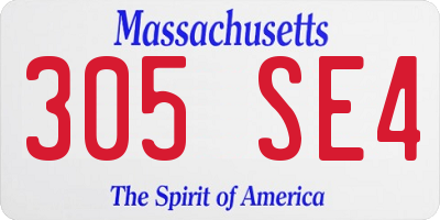 MA license plate 305SE4