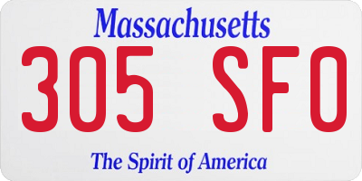 MA license plate 305SF0
