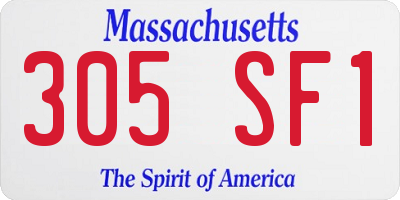 MA license plate 305SF1