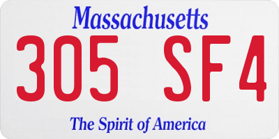 MA license plate 305SF4