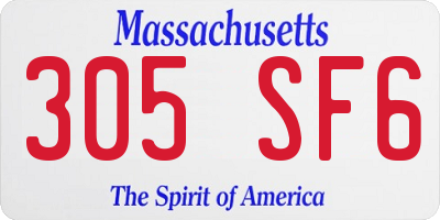 MA license plate 305SF6